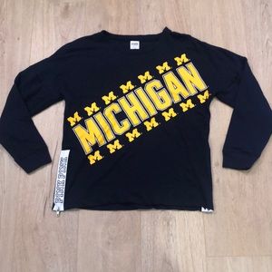 University of Michigan VS Pink Maize and Blue Sweatshirt with Side Zippers